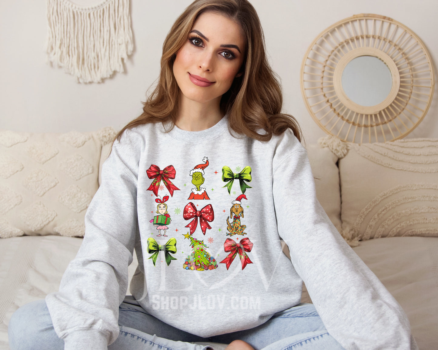 Christmas Grinch and Bow Sweater