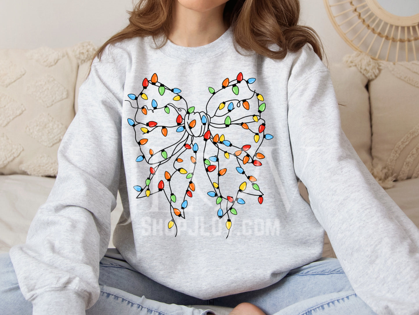 Christmas Lights Bow Sweater