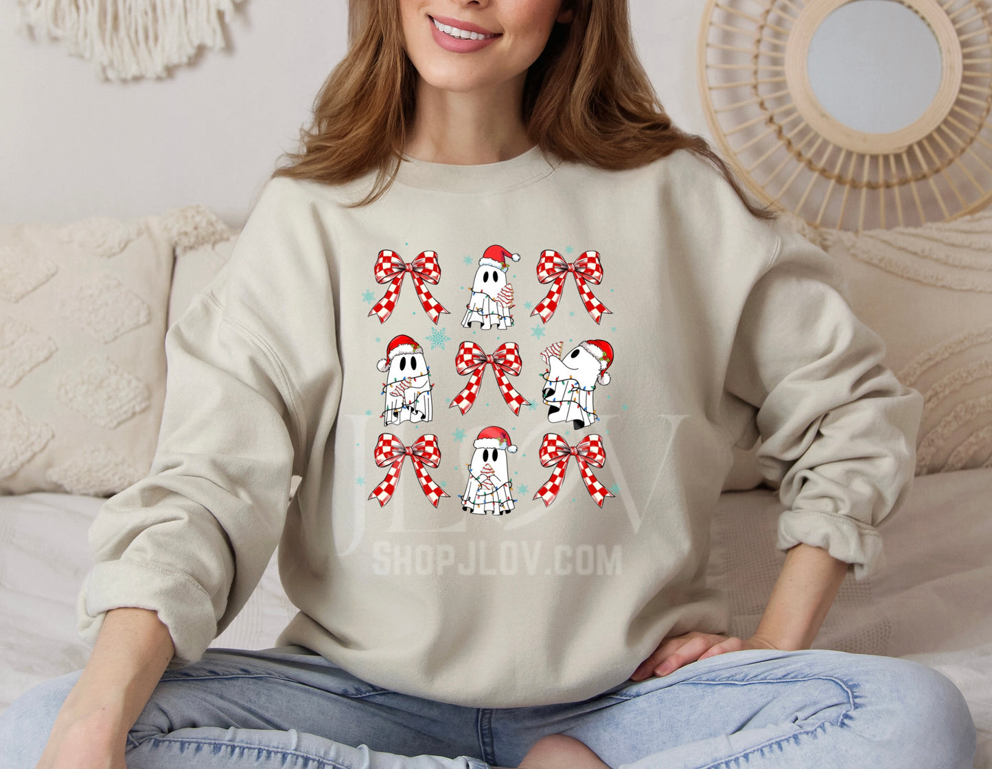 Christmas Bows and Ghosts Sweater