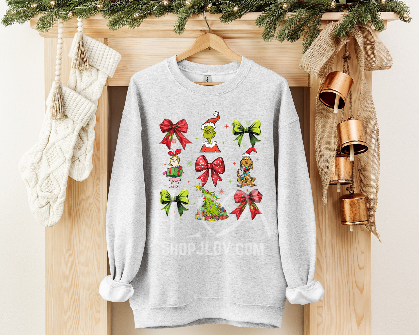Christmas Grinch and Bow Sweater