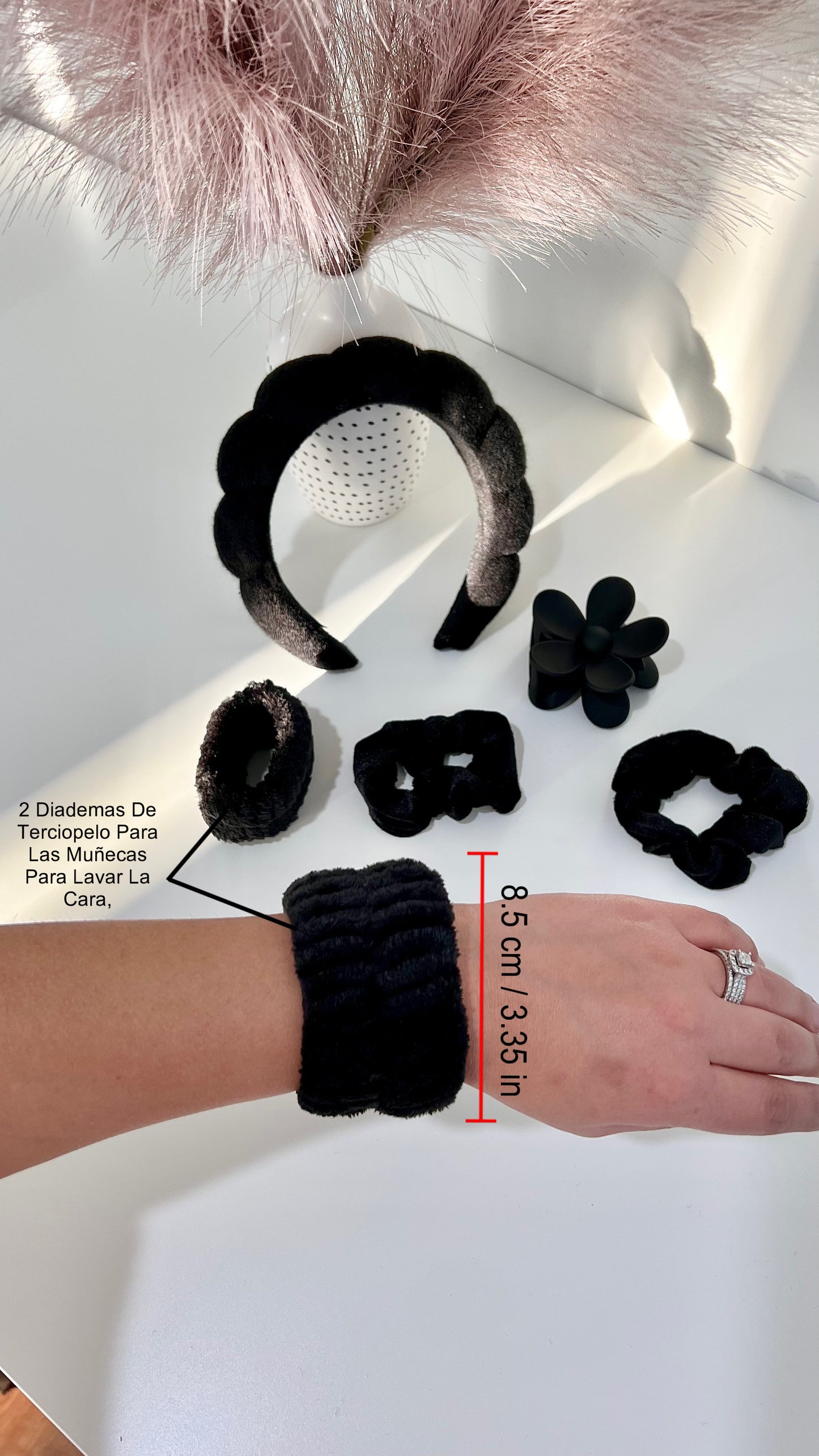 Conjunto de 6 Piezas de Acessórios De Spa y Maquillaje / Diadema , Muñequeras , Pinza , Gomas