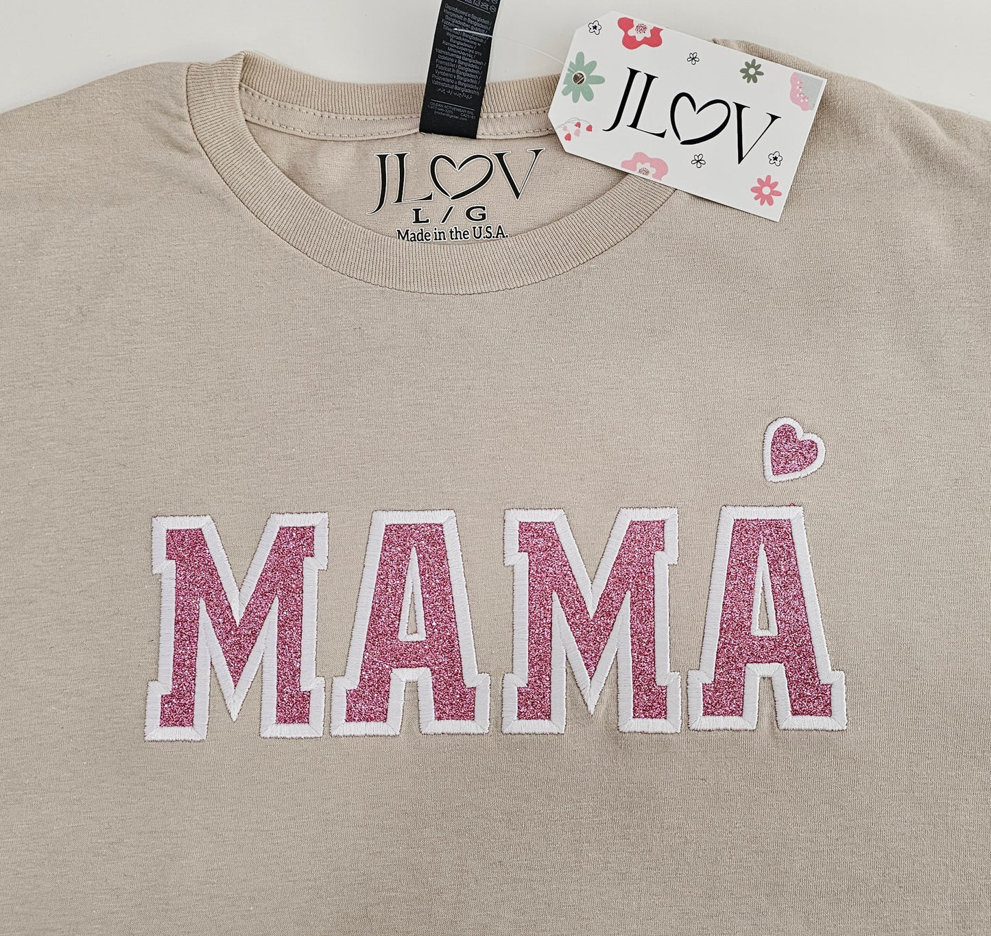 Blusa Con Bordado MAMÁ Y Glitter / MAMÁ T-Shirt