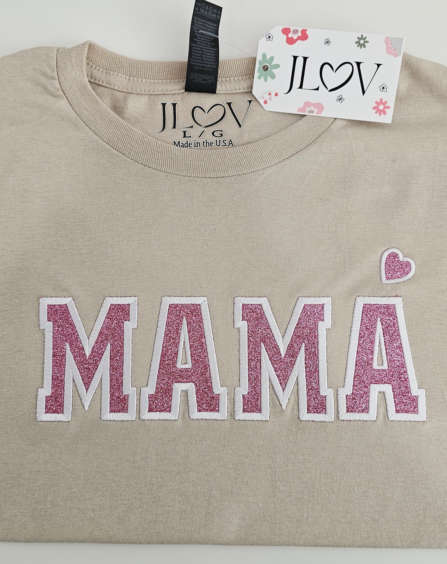 Blusa Con Bordado MAMÁ Y Glitter / MAMÁ T-Shirt