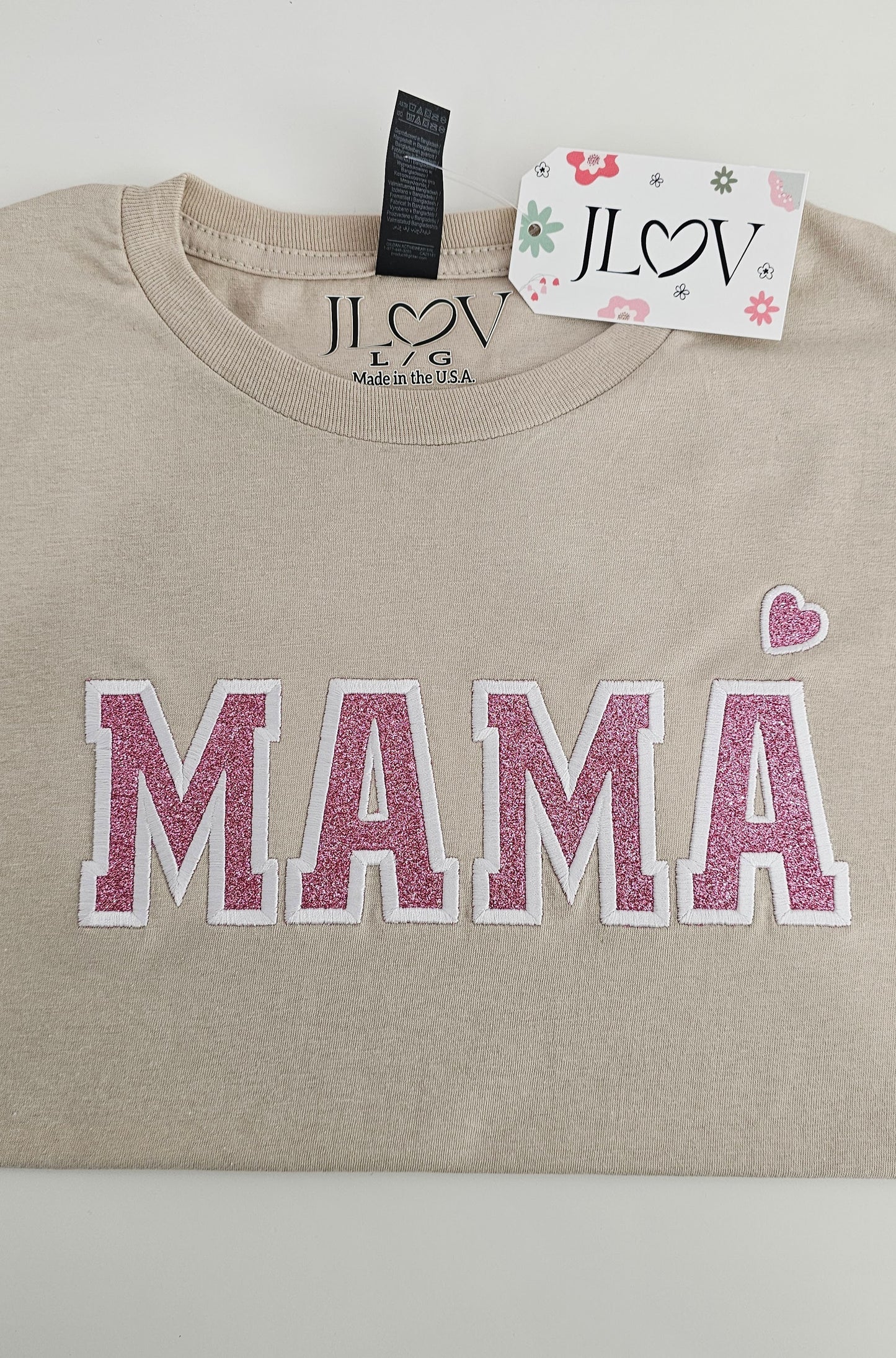 Blusa Con Bordado MAMÁ Y Glitter / MAMÁ T-Shirt