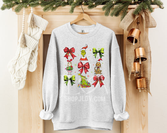 Christmas Grinch and Bow Sweater