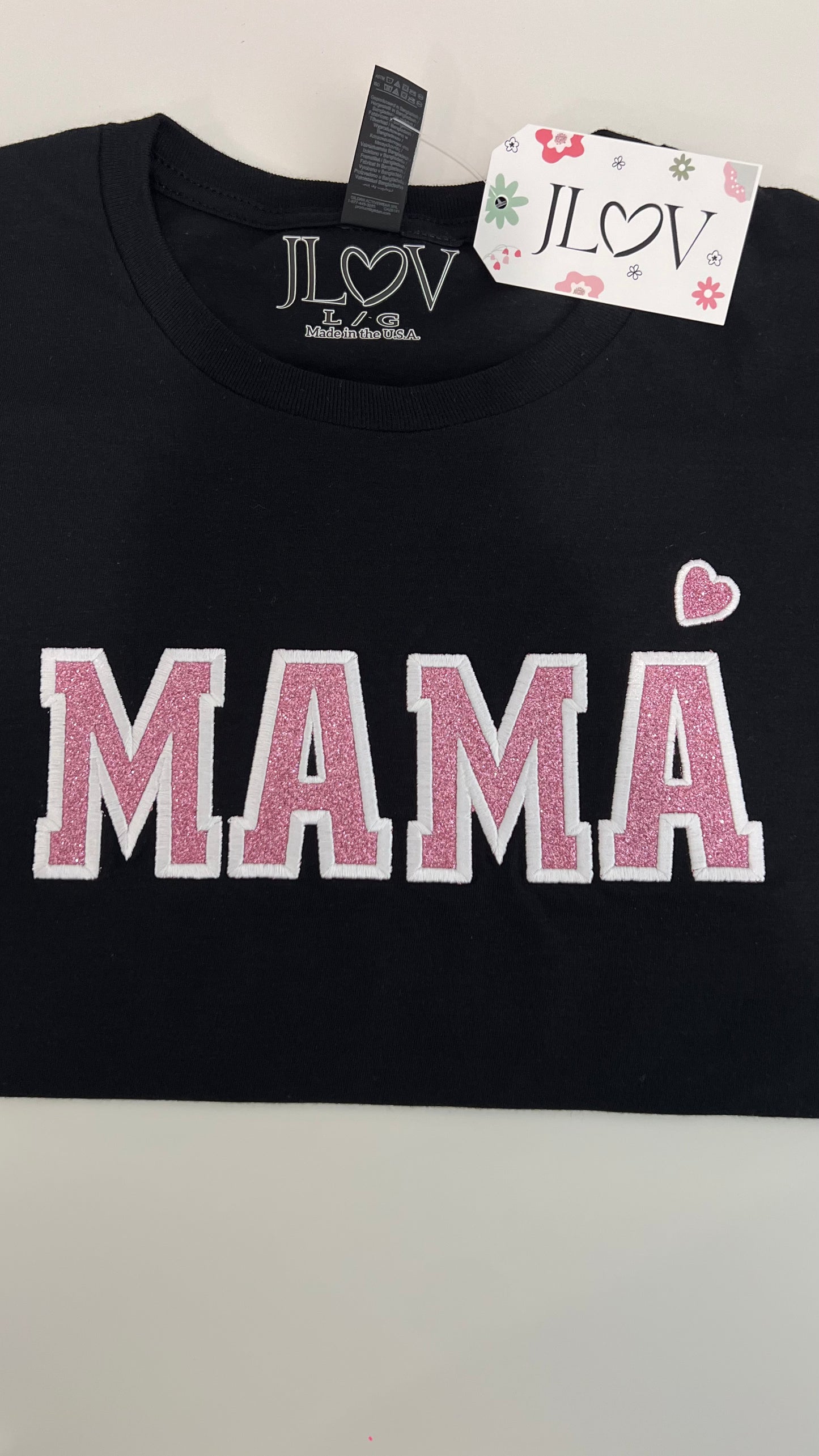 Blusa Con Bordado MAMÁ Y Glitter / MAMÁ T-Shirt