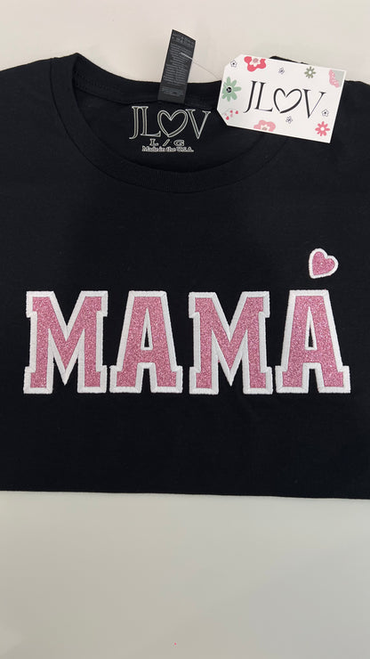Blusa Con Bordado MAMÁ Y Glitter / MAMÁ T-Shirt
